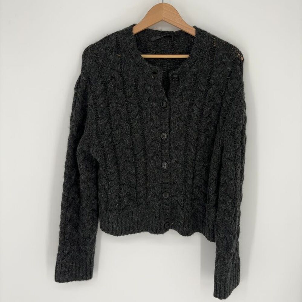 Jenni Kayne Black Cable-Knit Button Cardigan